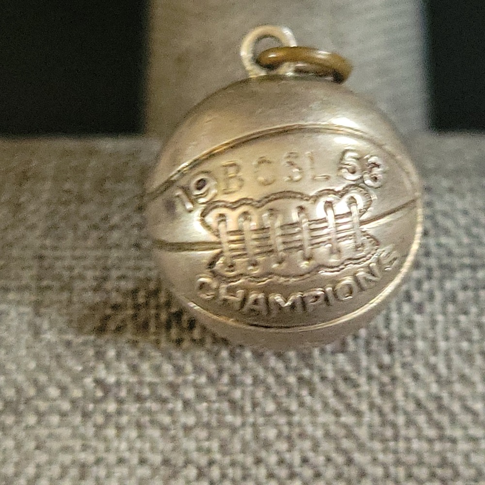 Vintage 1953‎ BCLS Basketball Championship 925 Sterling Silver Charm 8g Retro